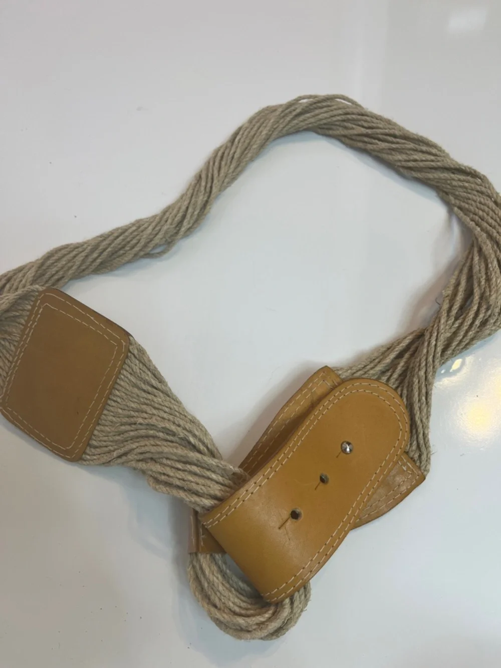 Tan Leather and Rope Belt Echo Boho